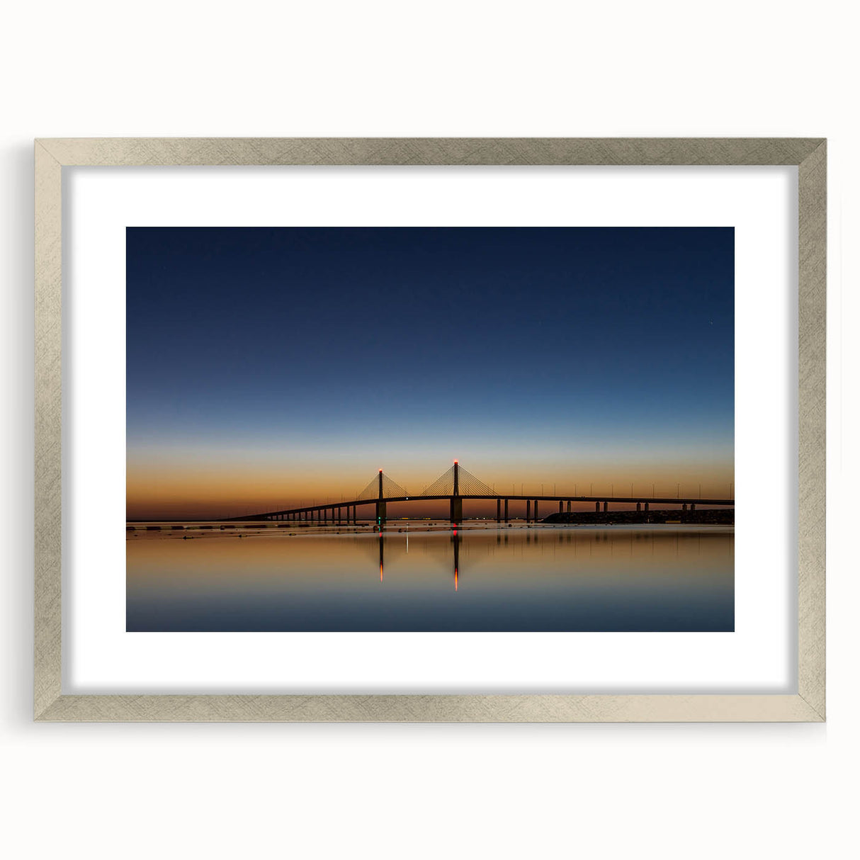 Textured abstract art print depicting the Abu Dhabi skyline in muted silver tones on a framed canvas.