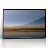 Large abstract wall art featuring a stylized Abu Dhabi skyline in muted blue and gray tones on a framed acrylic canvas.