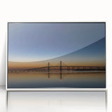Modern art deco style poster of Emirates Abu Dhabi skyline in muted gray and white tones, framed acrylic.