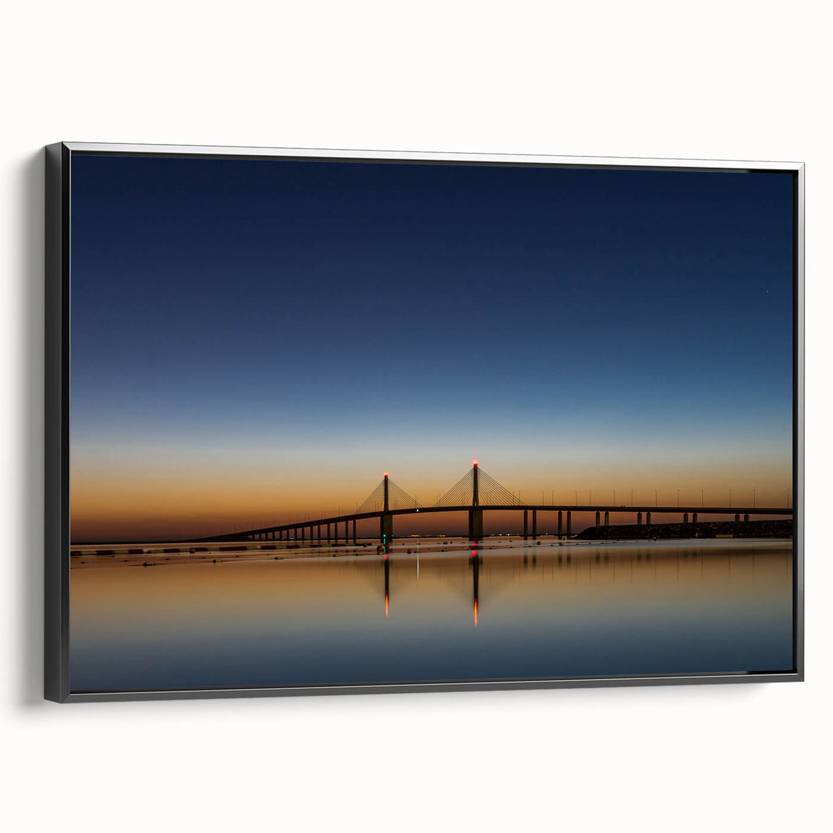 Black and white framed canvas of Abu Dhabi skyline in vintage poster style, ideal for bedroom wall decor.