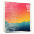 Acrylic print of Tahiti landscape in muted blue and green hues, ideal for bedroom or dining room decor.