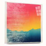 Large abstract wall art depicting the serene Tahiti coastline in muted blue and green shades on acrylic glass.