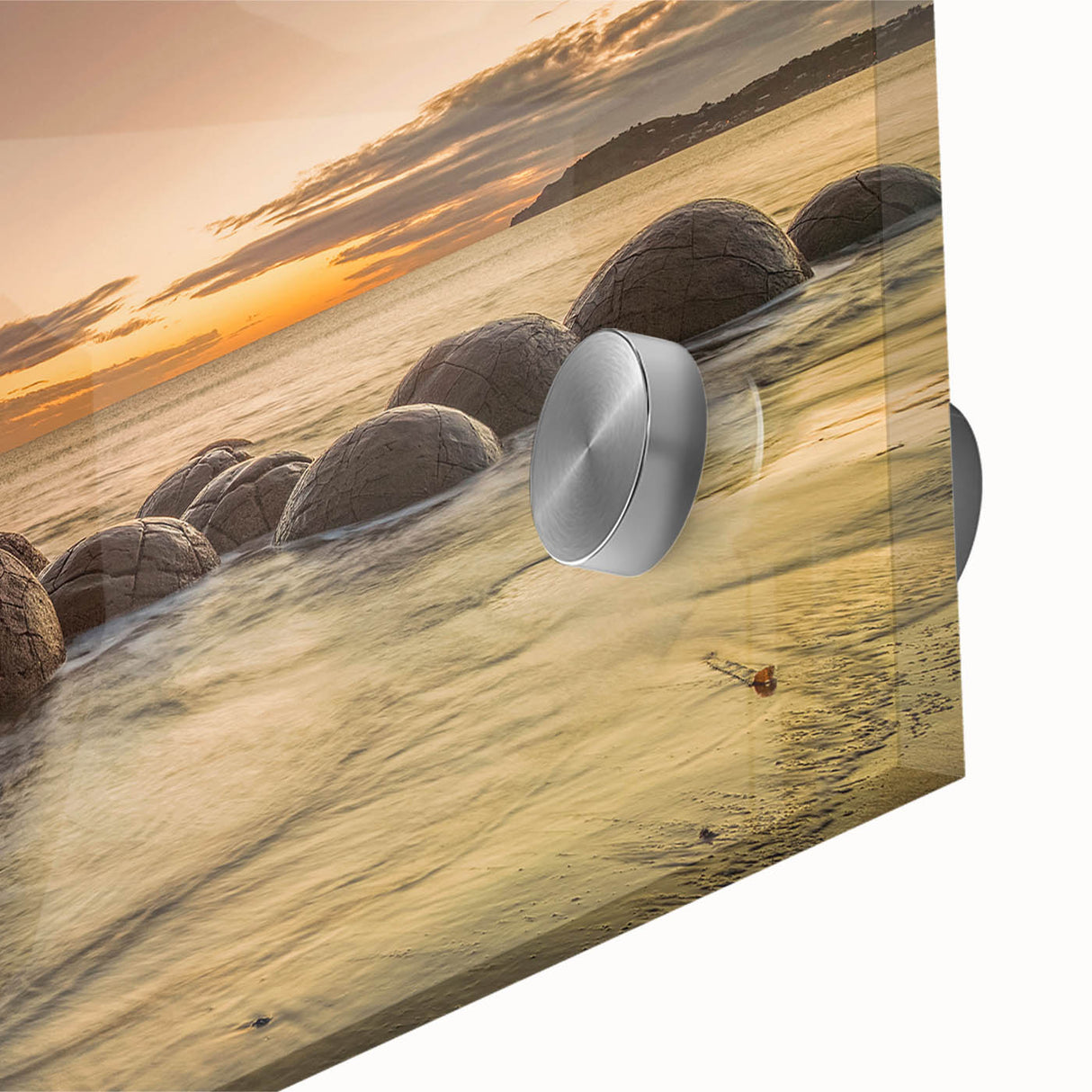 Large abstract wall art featuring Otago, New Zealand scenery in mid-century modernist style on acrylic glass.