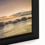 Extra large black wall art featuring a textured, colorful New Zealand Otago landscape on a framed canvas.