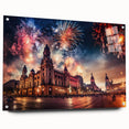 Acrylic print of a large abstract depiction of Buenos Aires in muted blue and silver shades.