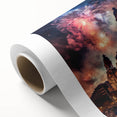 Art deco poster of Buenos Aires skyline in pastel shades on rolled canvas, ideal for nursery wall art.