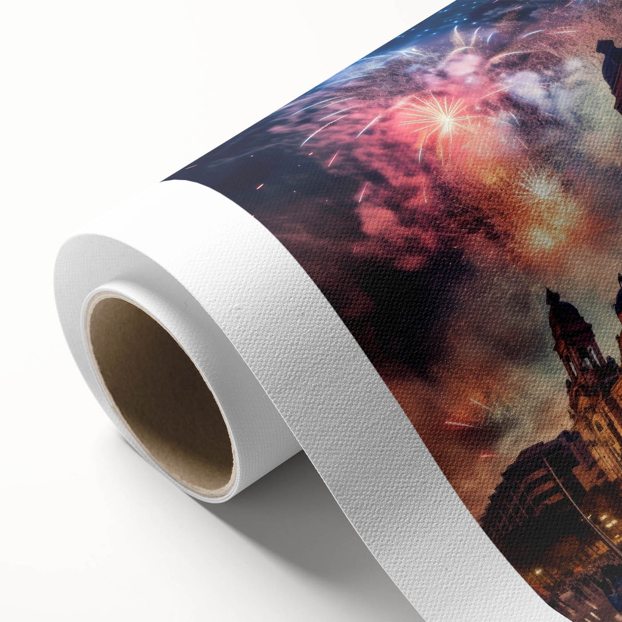 Art deco poster of Buenos Aires skyline in pastel shades on rolled canvas, ideal for nursery wall art.