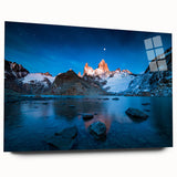 Large abstract depiction of an Argentinian landscape in muted earth tones on acrylic glass.