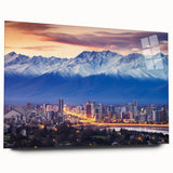 Acrylic print of a large abstract depiction of Santiago, Chile, in muted earth tones, ideal for bedroom or dining room art.