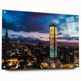 Large abstract wall art depicting a South American scenery in vibrant colors on acrylic glass.