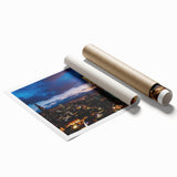 Extra large rolled print of a vibrant floral art scene, ideal for classy bathroom wall art.
