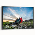 Black and white framed canvas of a vintage-style Galapagos landscape, ideal for bedroom wall decor.