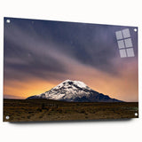 Acrylic print of a large abstract depiction of an Ecuadorian landscape in earthy tones.