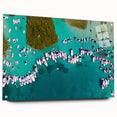 Acrylic print of a large abstract depiction of a Venezuelan landscape in vibrant green and blue tones.