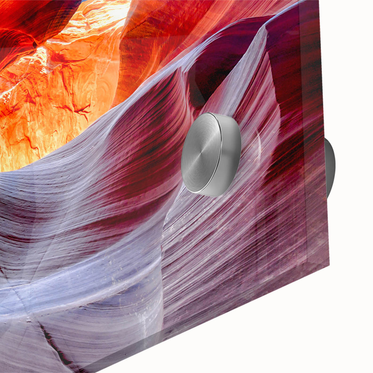 Large abstract depiction of Arizona's Antelope Canyon in muted earth tones on acrylic glass, suitable for dining room art.
