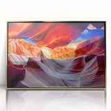 Mid-century modernist style acrylic print of Arizona Antelope Canyon in warm earth tones, ideal for modern art wall decor.