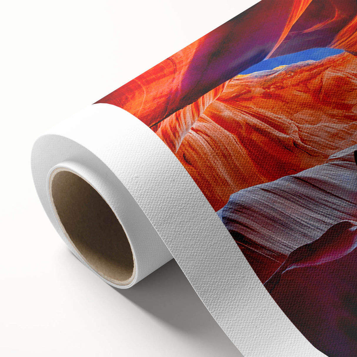 Art deco poster of Arizona's Antelope Canyon in earth tones on rolled canvas, ideal for nursery wall art or dining room.