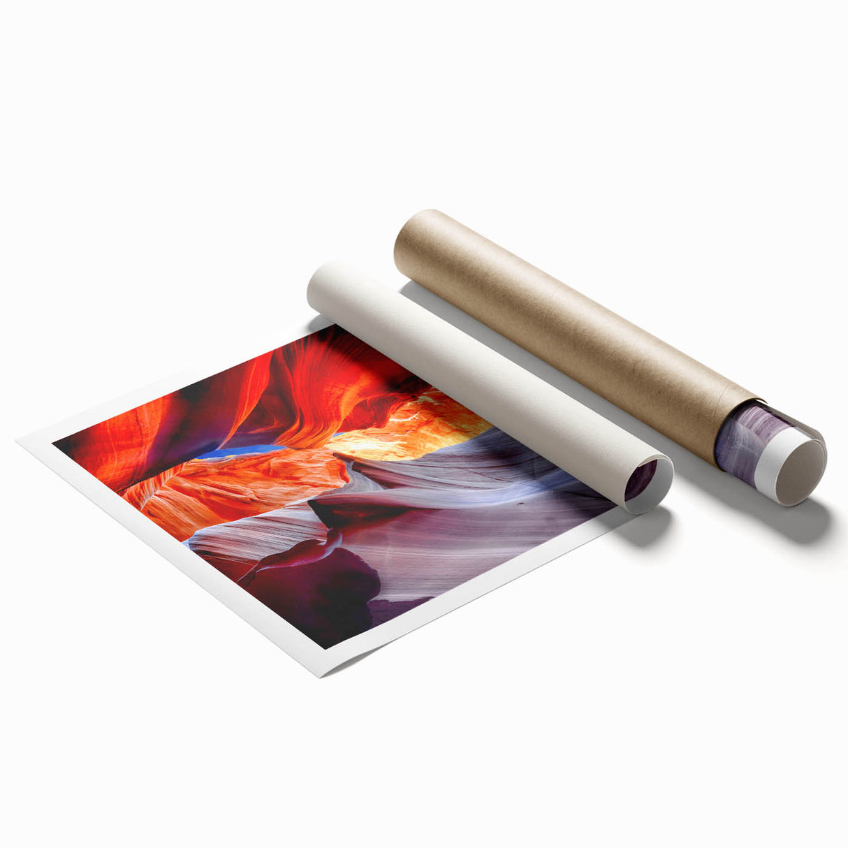 Extra large rolled print of Antelope Canyon in Arizona, featuring rich orange and red hues.