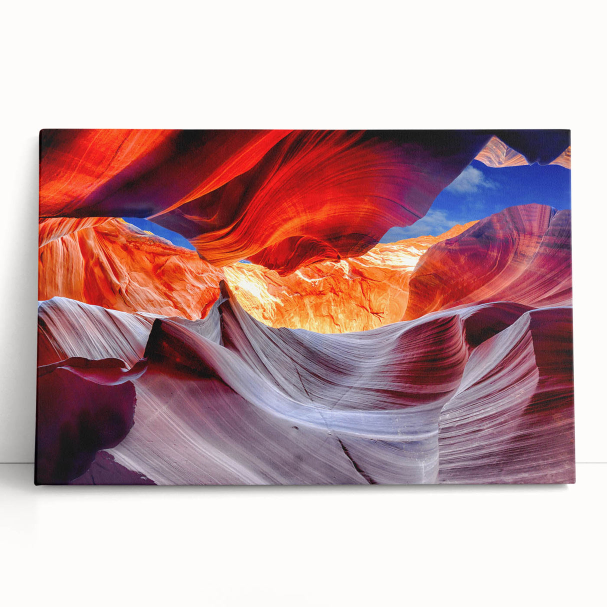 Black and white photo of Antelope Canyon on stretched canvas, suitable as kitchen wall art or for a bedroom.