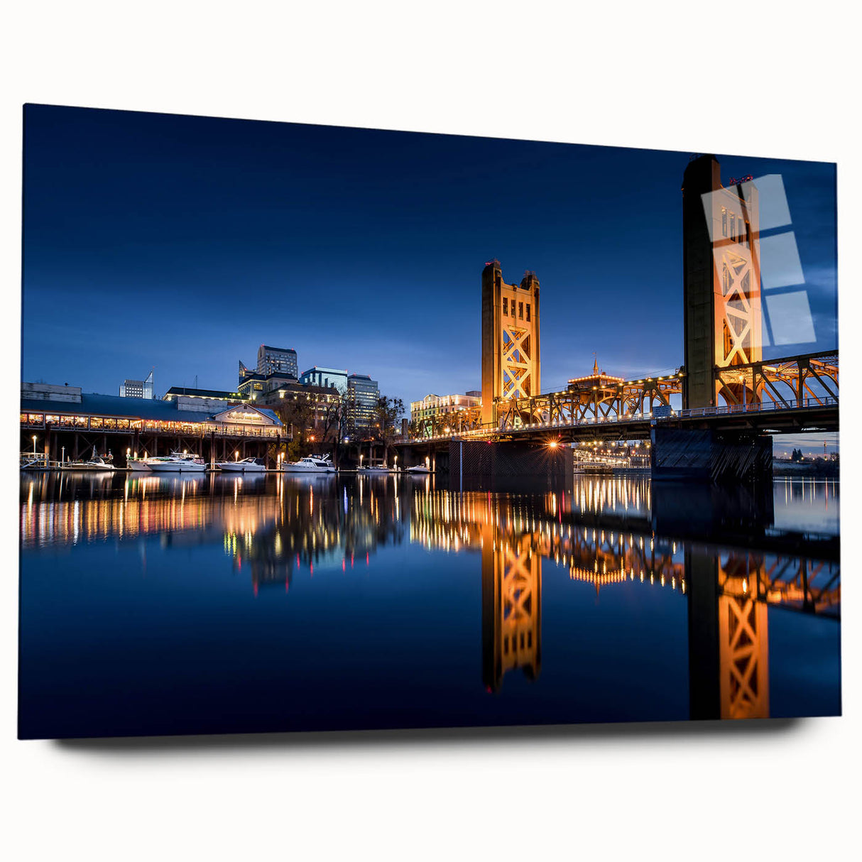Large abstract acrylic print of Sacramento scenery in muted earth tones, ideal for bedroom or dining room art.