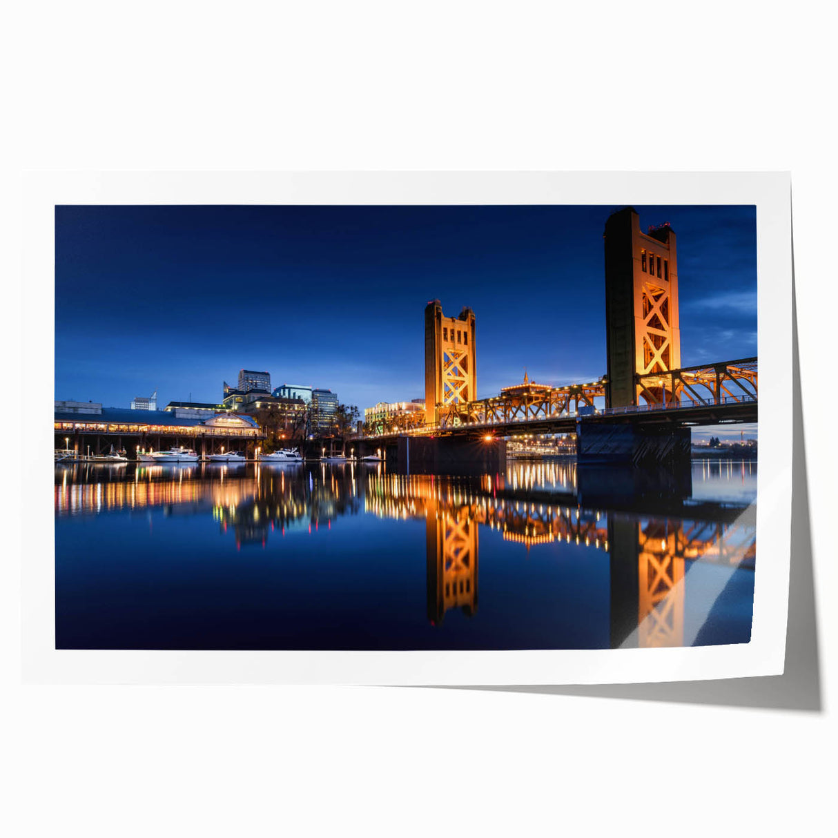 Extra large rolled print of Sacramento scenery with vibrant floral elements, ideal for art wall dining room.