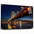 Acrylic print of San Francisco skyline in muted blue and gray tones, suitable for bedroom or dining room decor.