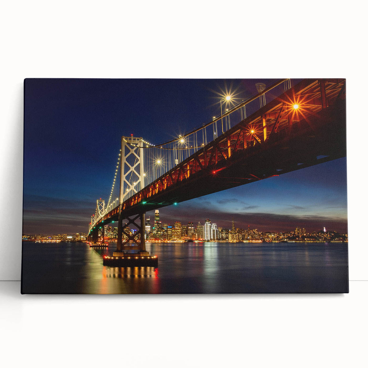 Black and white photo of San Francisco skyline on large stretched canvas, suitable as kitchen wall art or bedroom decor.