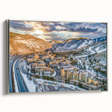 Landscape art painting of Aspen, Colorado, with colorful autumn trees on framed canvas, suitable for living room decor.