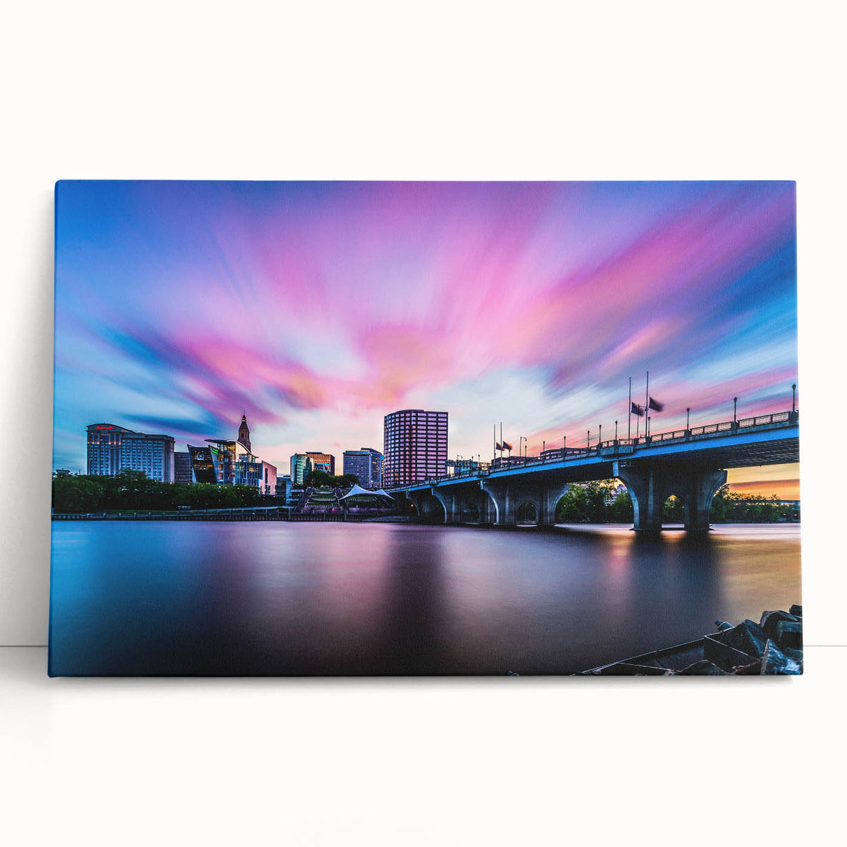 Black and white photograph of Connecticut scenery on large stretched canvas, ideal for kitchen wall art.