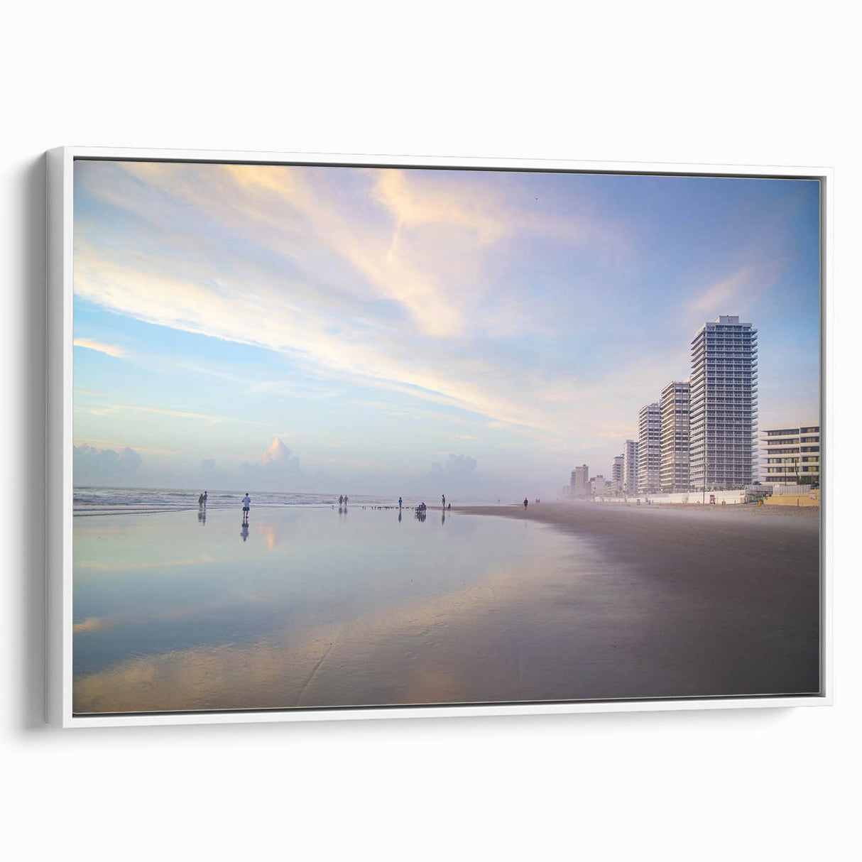 Vintage poster art of Daytona scenery on a framed canvas, featuring colorful art in extra large size.