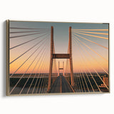 Framed canvas featuring a vintage-style landscape painting of Savannah, Georgia in muted gold and black tones.