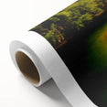 Art Deco poster of Kauai, Hawaii scenery on rolled canvas, featuring pastel shades, ideal for nursery wall art.