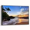 Black and white landscape art of Maui, framed canvas, ideal for bedroom wall decor.