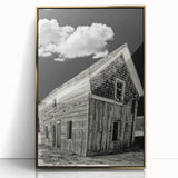 Large art print of Idaho scenery in mid-century modernist style, featuring acrylic framing with golden hues.