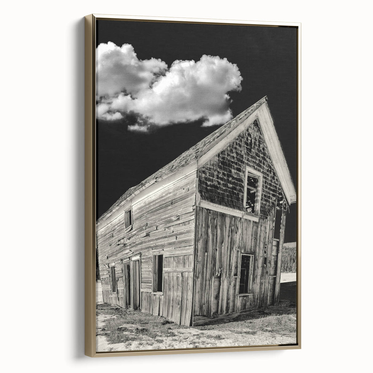 Framed canvas featuring a vintage-style Idaho landscape in black tones, ideal for bedroom wall decor.