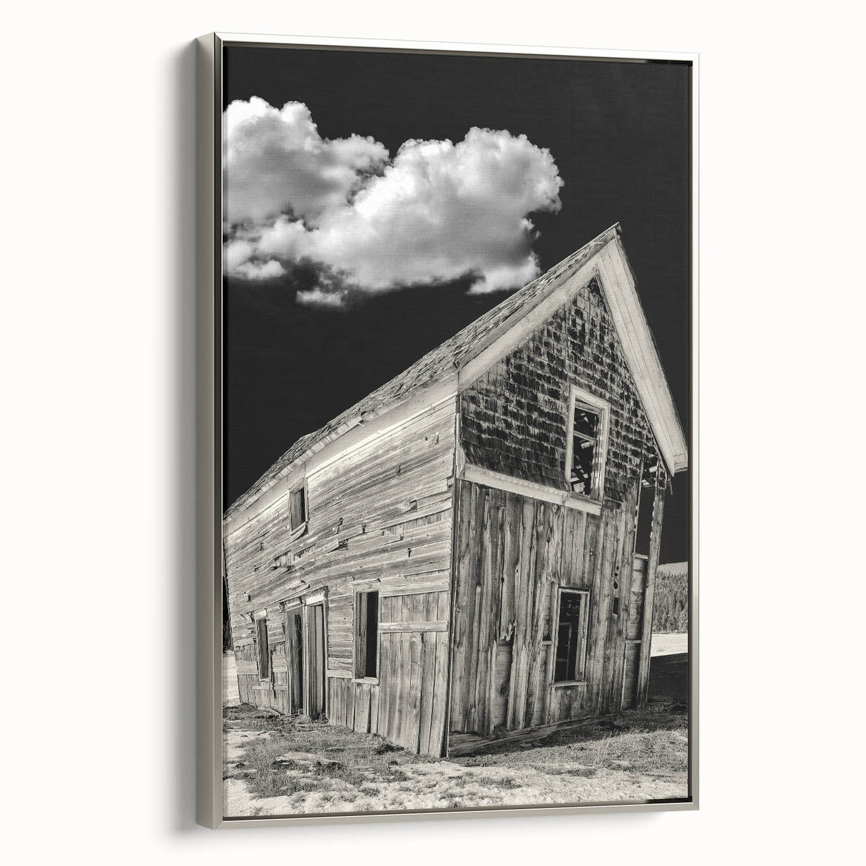 Framed canvas depicting a vintage-style Idaho landscape with colorful art elements and a black border.