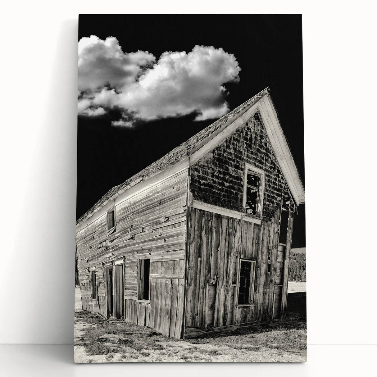Black and white stretched canvas of Idaho scenery, ideal for kitchen wall art or bedroom ambiance.