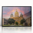 Large abstract wall art depicting Iowa scenery in black and white tones on a framed acrylic.
