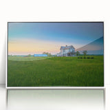 Acrylic print of a Kentucky landscape in art deco style, featuring soft pastel colors, ideal for nursery wall art.