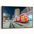 Black and white framed canvas of New Orleans landscape, featuring vintage poster art style, ideal for bedroom wall decor.