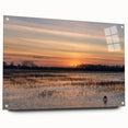 Large abstract wall art depicting a Louisiana scenery in muted green and blue tones on acrylic glass.