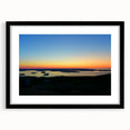 Colorful abstract art print of Acadia, Maine, in a black frame with texture, ideal for living room decor.