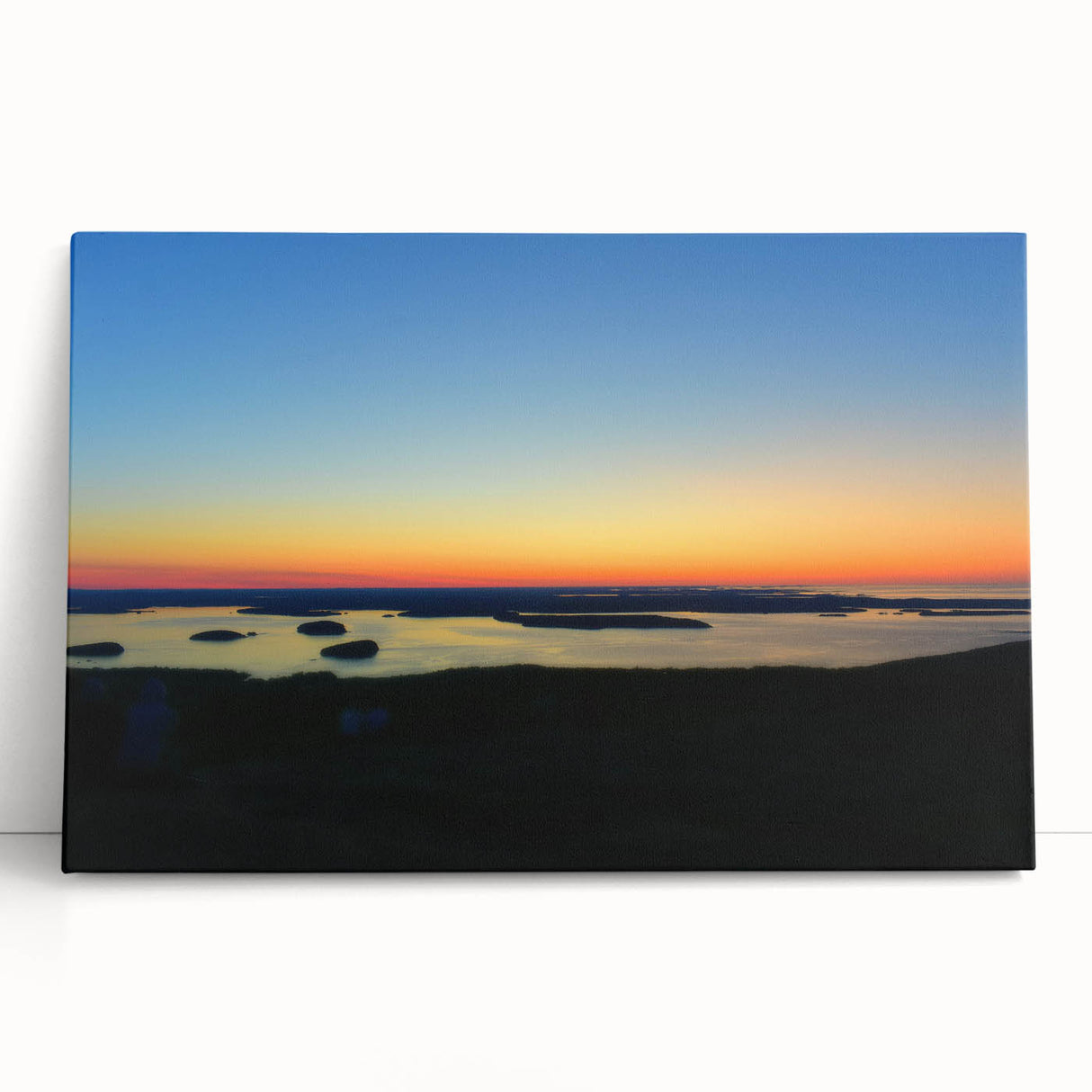 Black and white photograph of Acadia National Park on stretched canvas, ideal for kitchen wall art or bedroom ambiance.