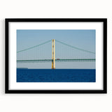 Extra large, colorful abstract art print of Michigan's Upper Peninsula scenery on textured canvas, framed in black.