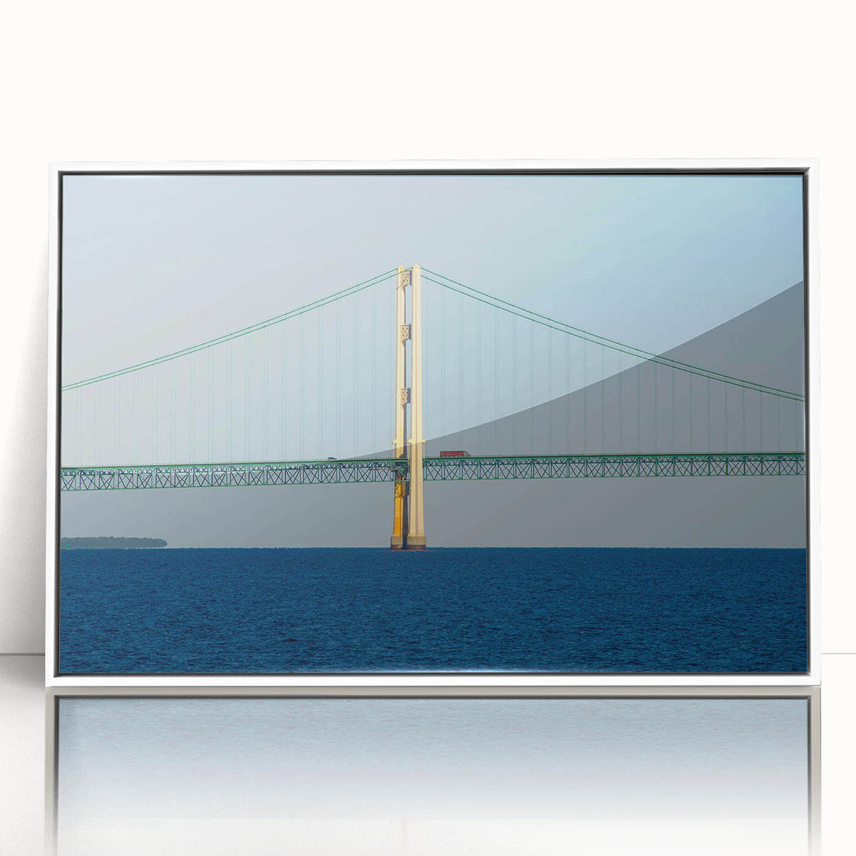 Acrylic print of a serene Michigan Upper Peninsula landscape in muted earth tones, ideal for modern art wall decor.