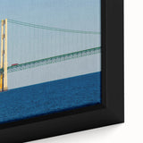 Extra large black wall art featuring a textured Michigan Upper Peninsula scenery in vibrant colors, framed canvas.