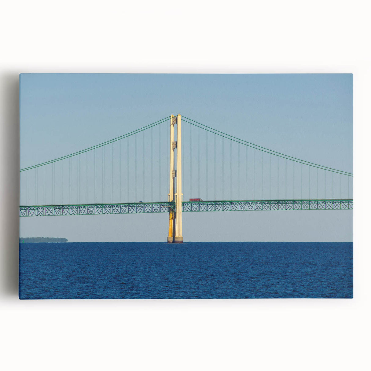 Black and white photograph of Michigan's Upper Peninsula on stretched canvas, suitable as large kitchen wall art.