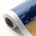 Art deco poster of Montana scenery on rolled canvas, featuring muted earth tones, ideal for nursery wall art.