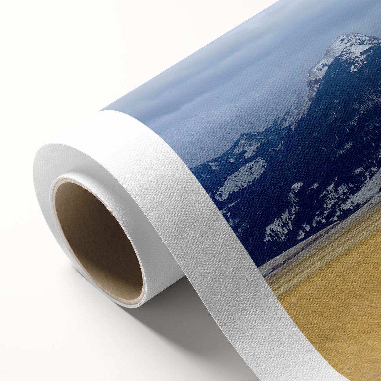 Art deco poster of Montana scenery on rolled canvas, featuring muted earth tones, ideal for nursery wall art.