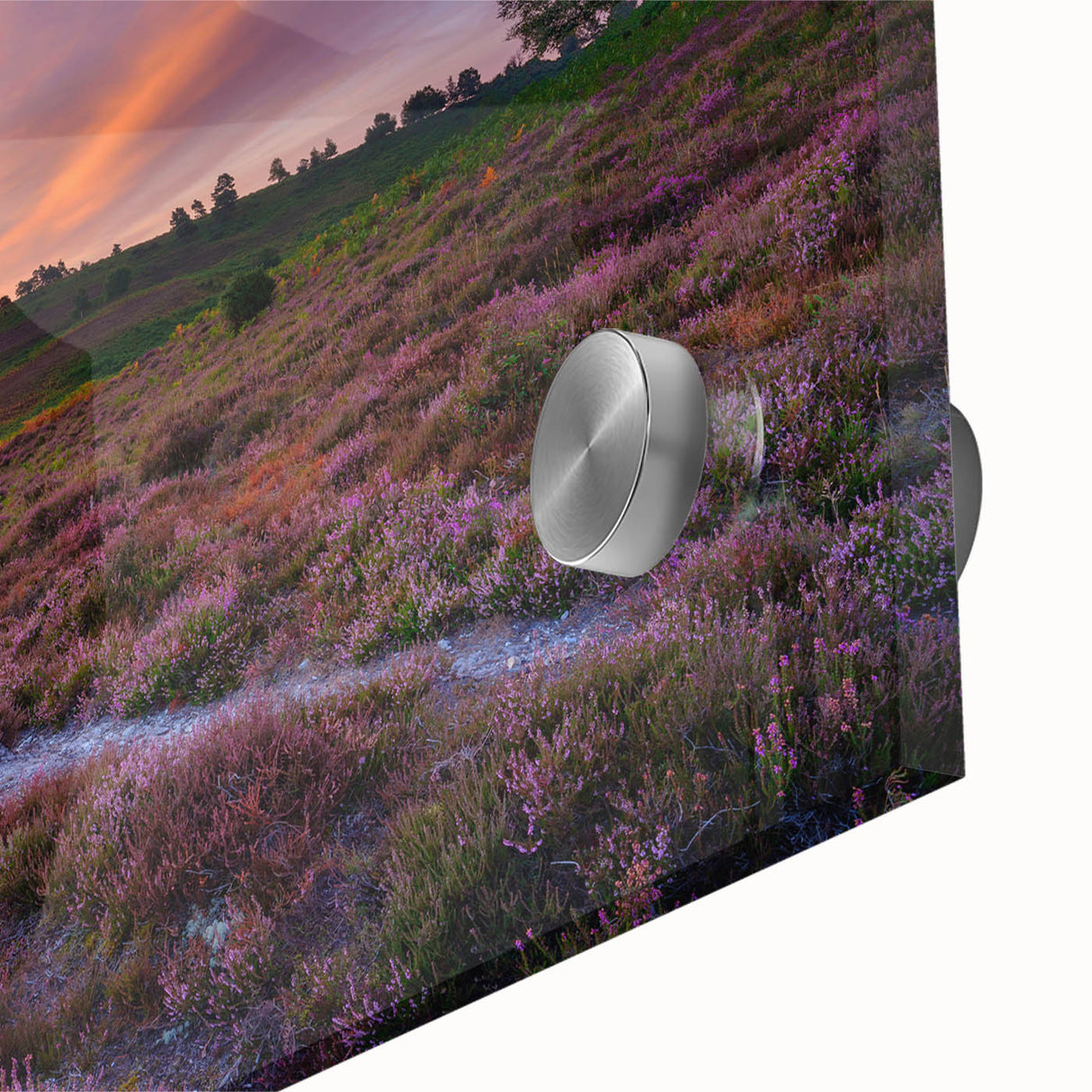 Large abstract wall art depicting a New Hampshire landscape in muted earth tones on acrylic glass.